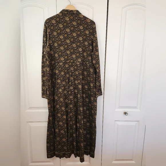 Natural Life Christa Knit Cotton Maxi Dress Black Tan Daisies Size XL - Picture 8 of 14